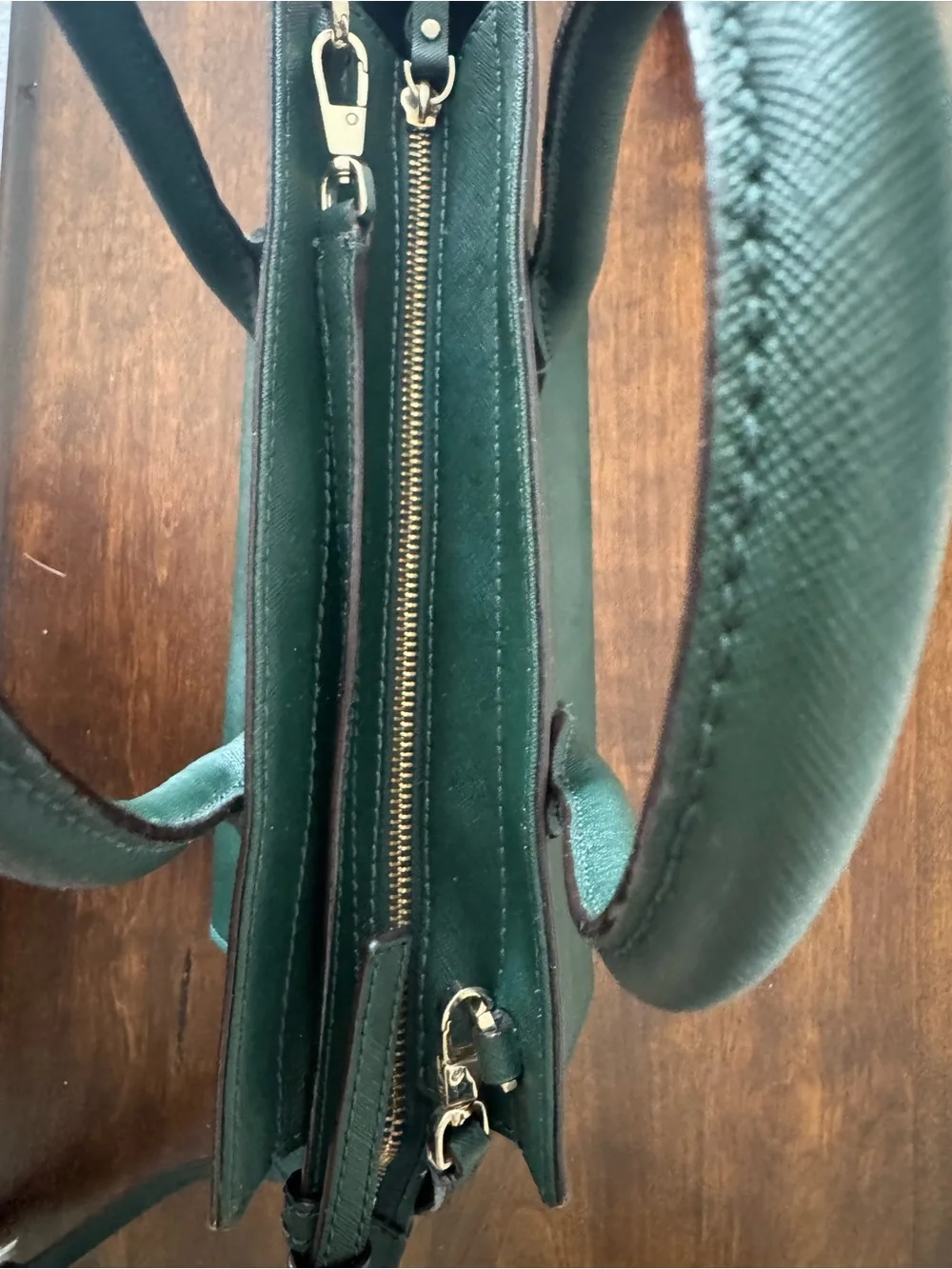 kate spade Hunter Green Leather Satchel with Removable Strap